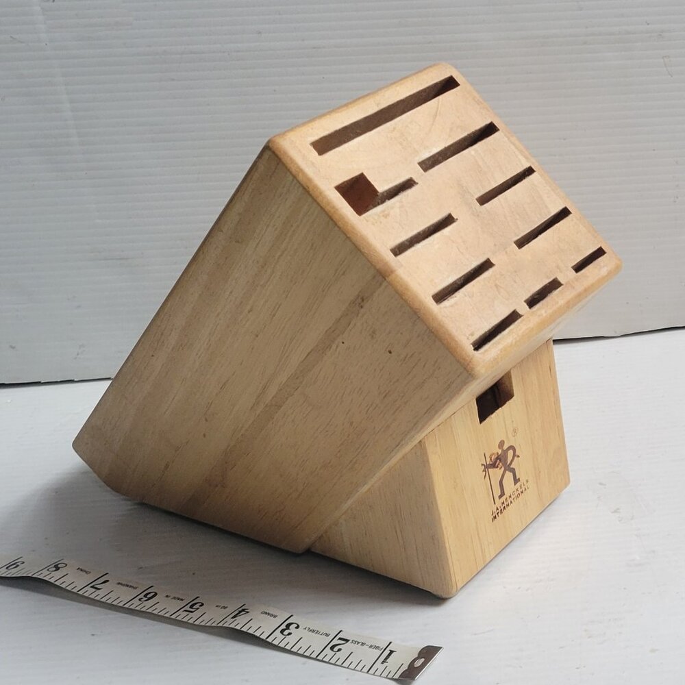 J.A. Henkles International 11-Slot Wooden Knife Block Light Natural Tan Beige